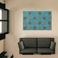 Southwest Mountain Peaks Geometric Turquoise 6x4 Rug