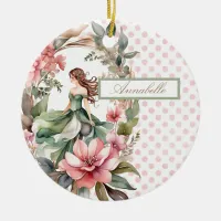 Fairy in Botanical Frame Ornament