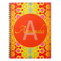 Cute Girly Boho Pattern Pink Orange Yellow Blue Notebook