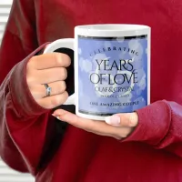 Elegant 65th Blue Sapphire Wedding Anniversary Giant Coffee Mug