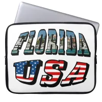 Florida Picture and USA Flag Text Laptop Sleeve