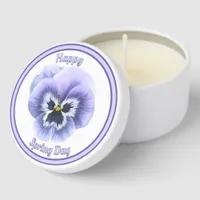 Purple Pansy Flower Botanical Art Personalized Mini Candle Favors