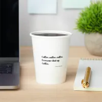 Coffee Haiku for Mornings black Typography Paper Cups