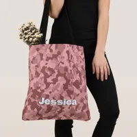 Monogram Name on Maroon Camo | Tote Bag