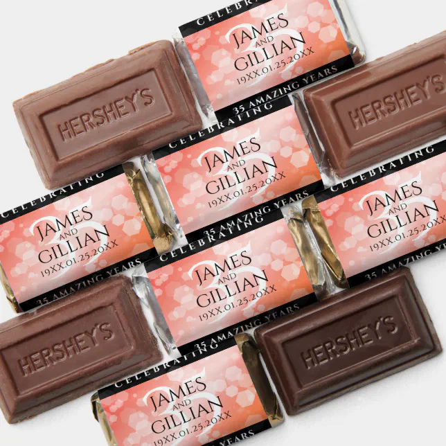 Elegant 35th Coral Wedding Anniversary Celebration Hershey's Miniatures