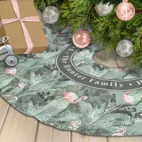 Flamingo Orchid Tropical Pattern Sage ID868 Brushed Polyester Tree Skirt