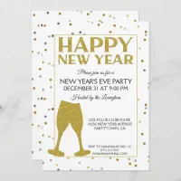 Elegant New Years Eve Party Glitter Confetti Invitation