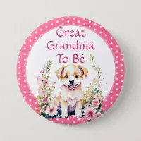 Puppy Themed Great Grandma to Be | Baby Shower Button