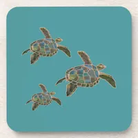 Coaster - Three Turtles Swimming