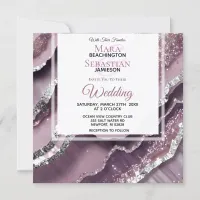 *~*  QR MAUVE Silver AGATE AR66 RSVP Wedding Invitation