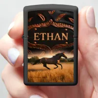 Ethan's Horse Running in Field Zippo Lighter