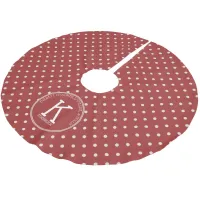 Modern Classic Christmas Rustic Red Dots Monogram Brushed Polyester Tree Skirt