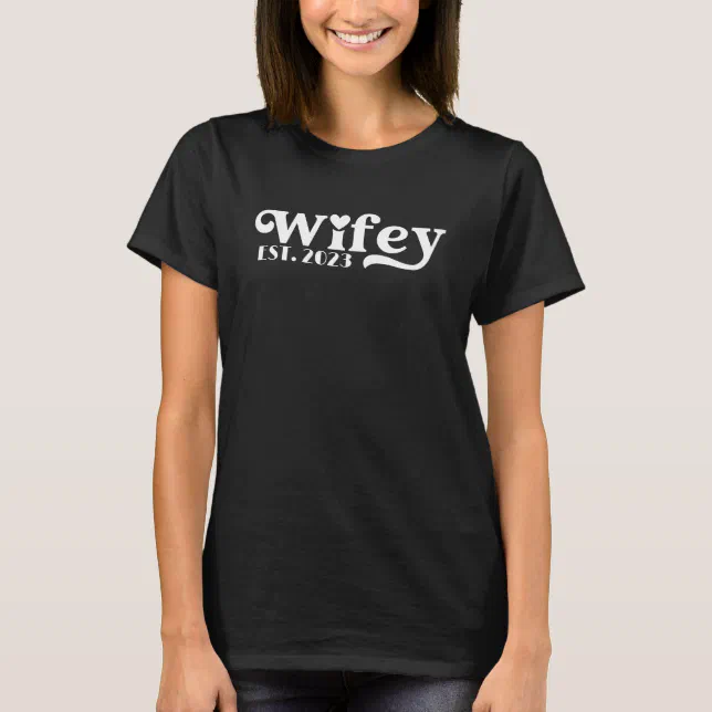 Wifey White Modern White Script Black Womens T-Shirt