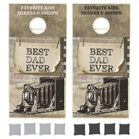 Best Dad Ever Vintage Camera Father's Day Add Name Cornhole Set