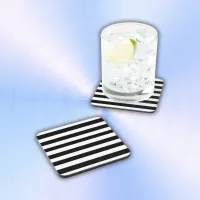Simple Black and White Stripes | Beverage Coaster