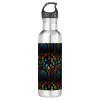 Colorful Mosaic Stained Glass Tree effect design Stainless Steel Water Bottle