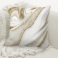 Abstract Glitter Strata Ivory ID903  Throw Pillow