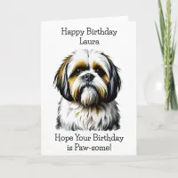 Shih Tzu Dog Lovers Personalized Birthday Card