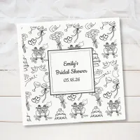 Fun Whimsical Doodle Trendy Cute Bridal Shower Napkins