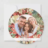 Rustic Red Holiday Floral Christmas Photo