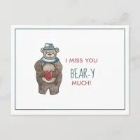 Teddy Bear I miss you beary much Valentine Postcard