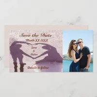 Bridal Couple Silhouette Heart in Sand Wedding Save The Date