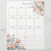 Wedding Bridal Important Dates Planner Page