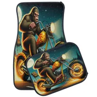 Bigfoot Rides a Roaring Motorbike! Car Floor Mat