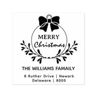 Merry Christmas From Family Name Return Address Self-inking Stamp