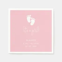 Its a Girl Baby Footprint Cute Pink Baby Shower Napkins