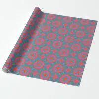 Teal Pink & Red Stylish Mosaic Geometric Pattern Wrapping Paper