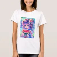 Cute Anime Girl Eating Watermelon on a Summer Day T-Shirt