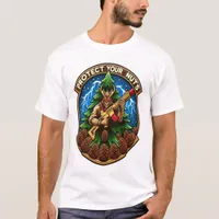 Fierce Cartoon Squirrel Defending Pine Cones  T-Shirt