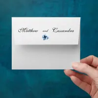 Elegant Dusty Blue Navy  Flowers Wedding  Envelope