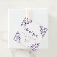 Elegant Vintage Plum Purple Wedding Favor Tags