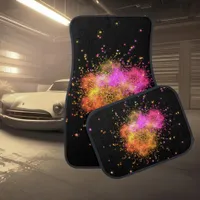 Modern fractal in pink and black car floor mat