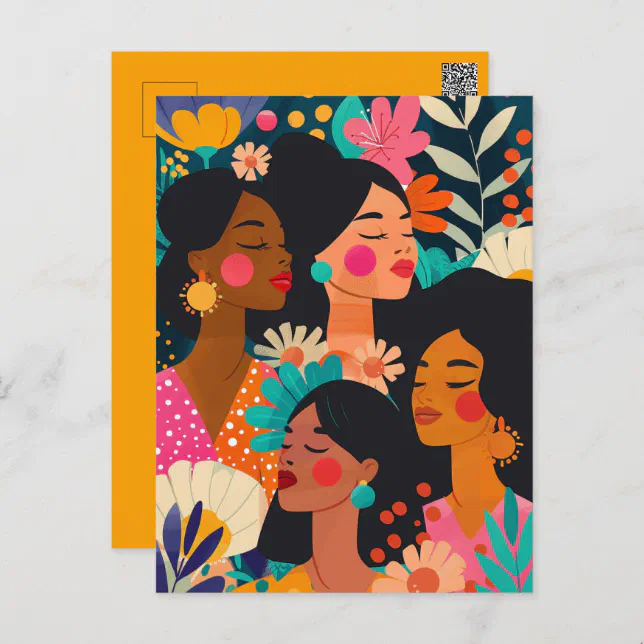 Floral Yellow International Women's Day Postcard