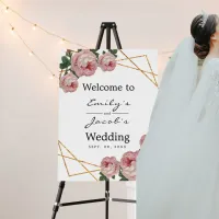 Welcome Wedding Gold Glitter Geo Pink Floral Foam Board