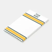 Sports Team Name Green & Gold with White Stripes Post-it Notes