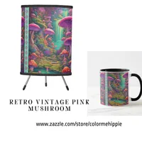 Retro Vintage Pink Mushroom