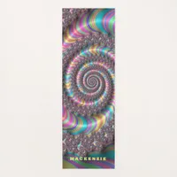 Fractal Bright Rainbow Nautilus Swirl Yoga Mat