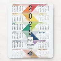 2025 Calendar Business Logo QR Code White Custom Mouse Pad