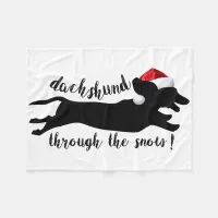 Dachshund through the snow Christmas Holidays Fleece Blanket