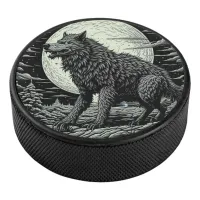 Vintage Werewolf in front of the Full Moon Hockey Puck