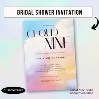 She's on cloud 9 Colorful Pastel Bridal Shower  Invitation