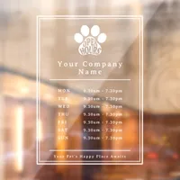 Business Storefront Open Hours Paw Print Window Cling