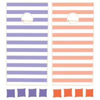 Nautical Seaside Lilac Pink Striped Cornhole Set