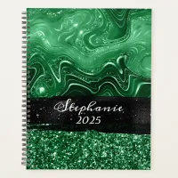 Marbled Forest Green Glitter Glam Colorblock Planner