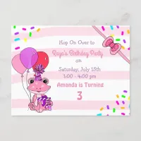 Personalized Frog Themed Girl's Birthday Party Postcard
