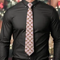 Pink Gingerbread Man Polka Dot Christmas Neck Tie